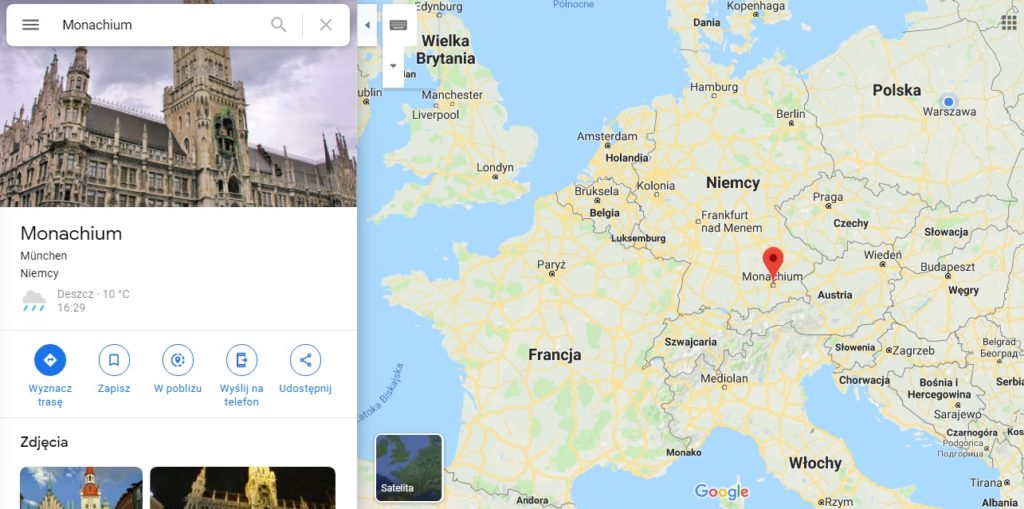 Step in Warsaw - Stadtführerin in Warschau. München auf der Karte von Europa.