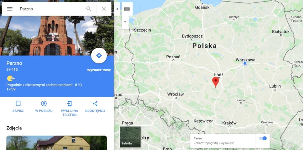 Step in Warsaw - Przewodnik po Warszawie. Parzno na mapie Polski.